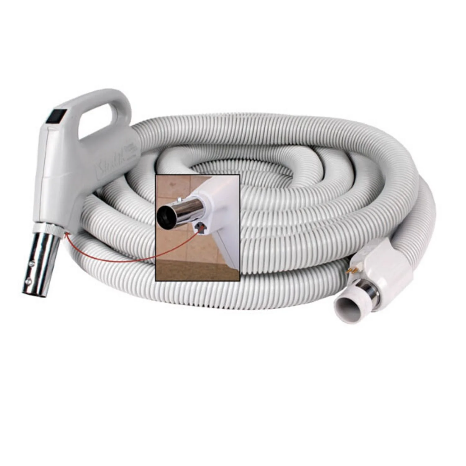 Central Vacuum Electric Hose- 30 Foot Direct Connect- Fits Button Lock and Friction Fit