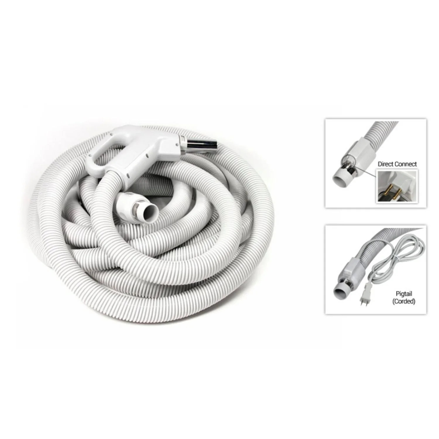 Central Vacuum Electric Hose- 30 Foot Direct Connect- Fits Button Lock and Friction Fit - Image 8