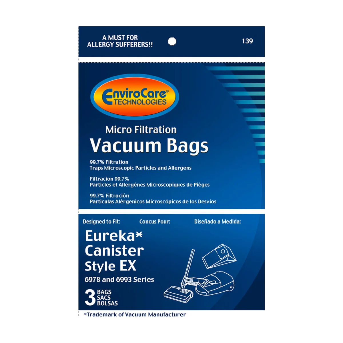 EnviroCare Eureka Canister Style EX Vacuum Bags – 3 Pack