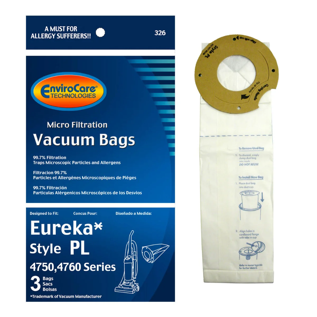 EnviroCare Eureka Style PL Vacuum Bags – 3 Pack - Image 2