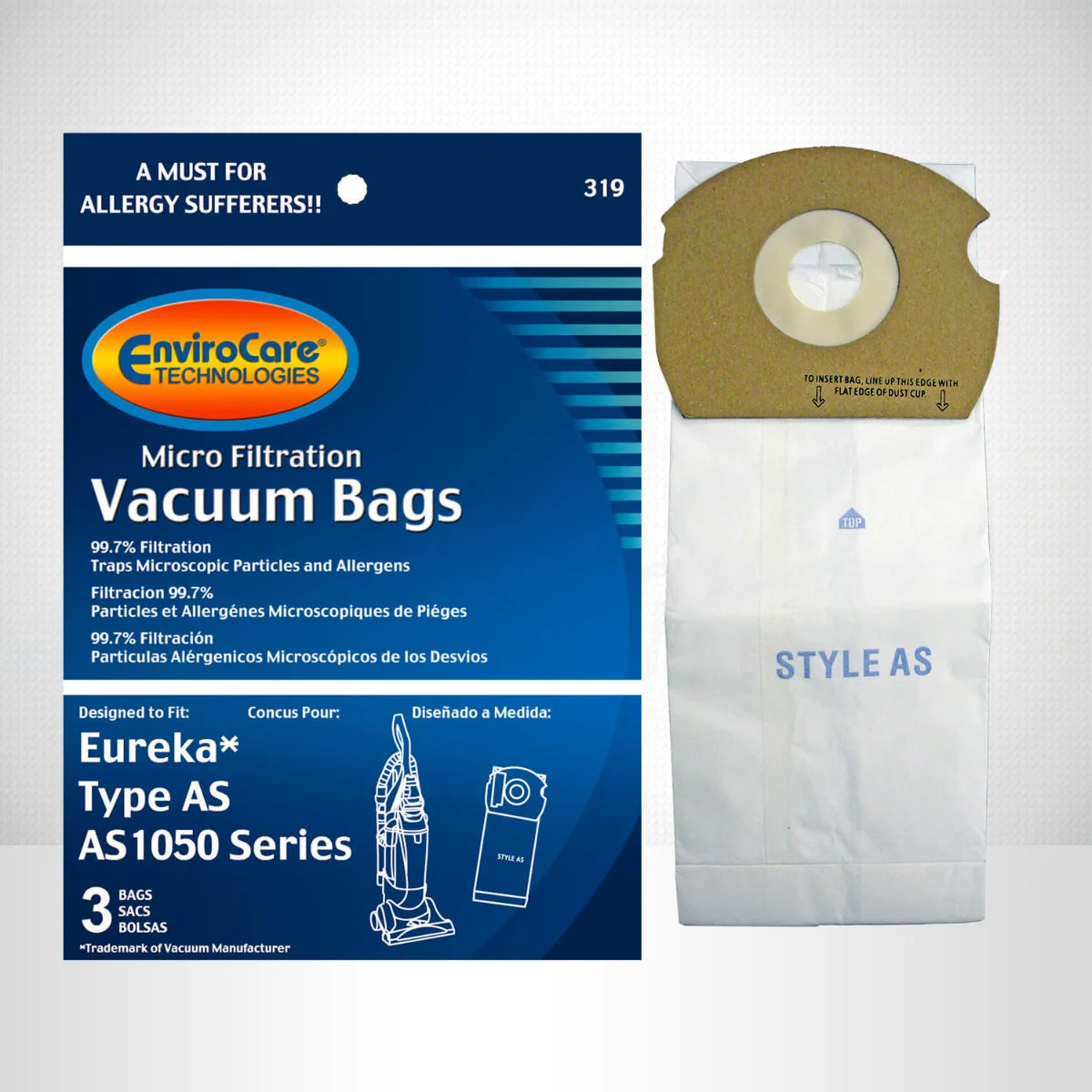 EnviroCare Eureka Type AS Vacuum Bags - 3 Pack - Image 4