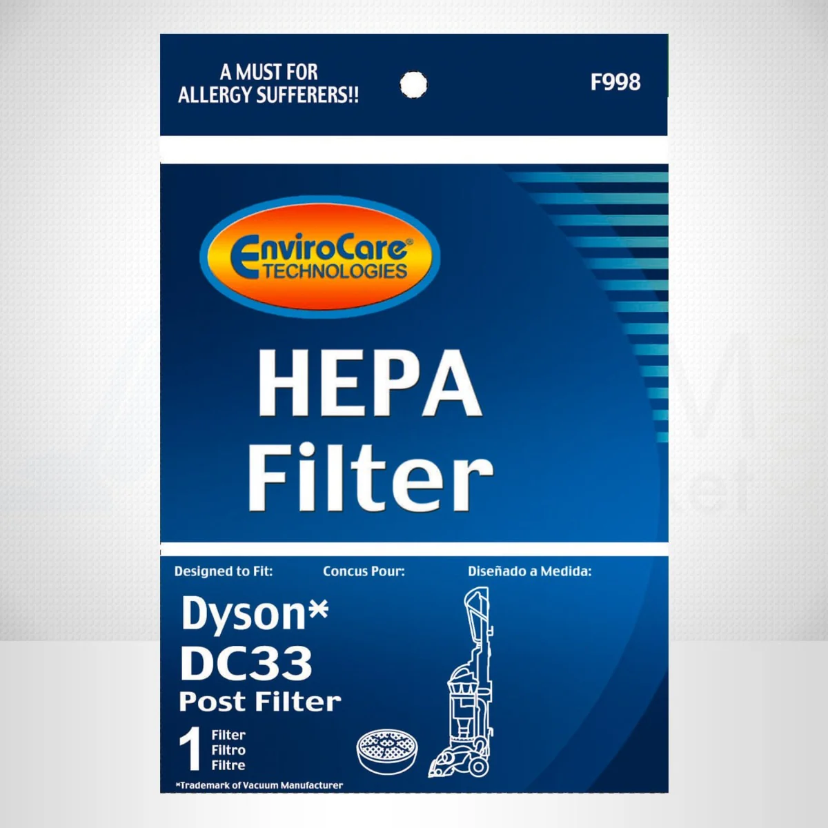 EnviroCare HEPA Dyson Replacement Post Motor Vacuum Filter for DC33 (F998)