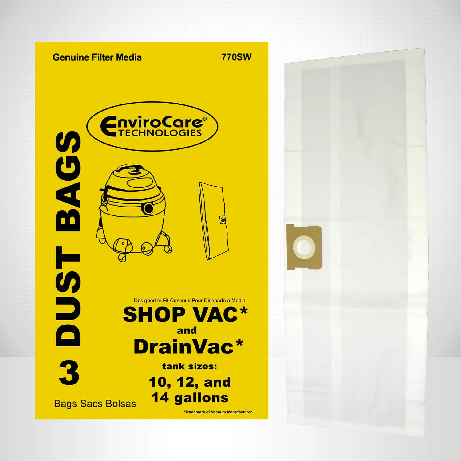 EnviroCare Replacement Bags #770SW Vac Cleaner Wet + Dry (3 pack) - Image 3