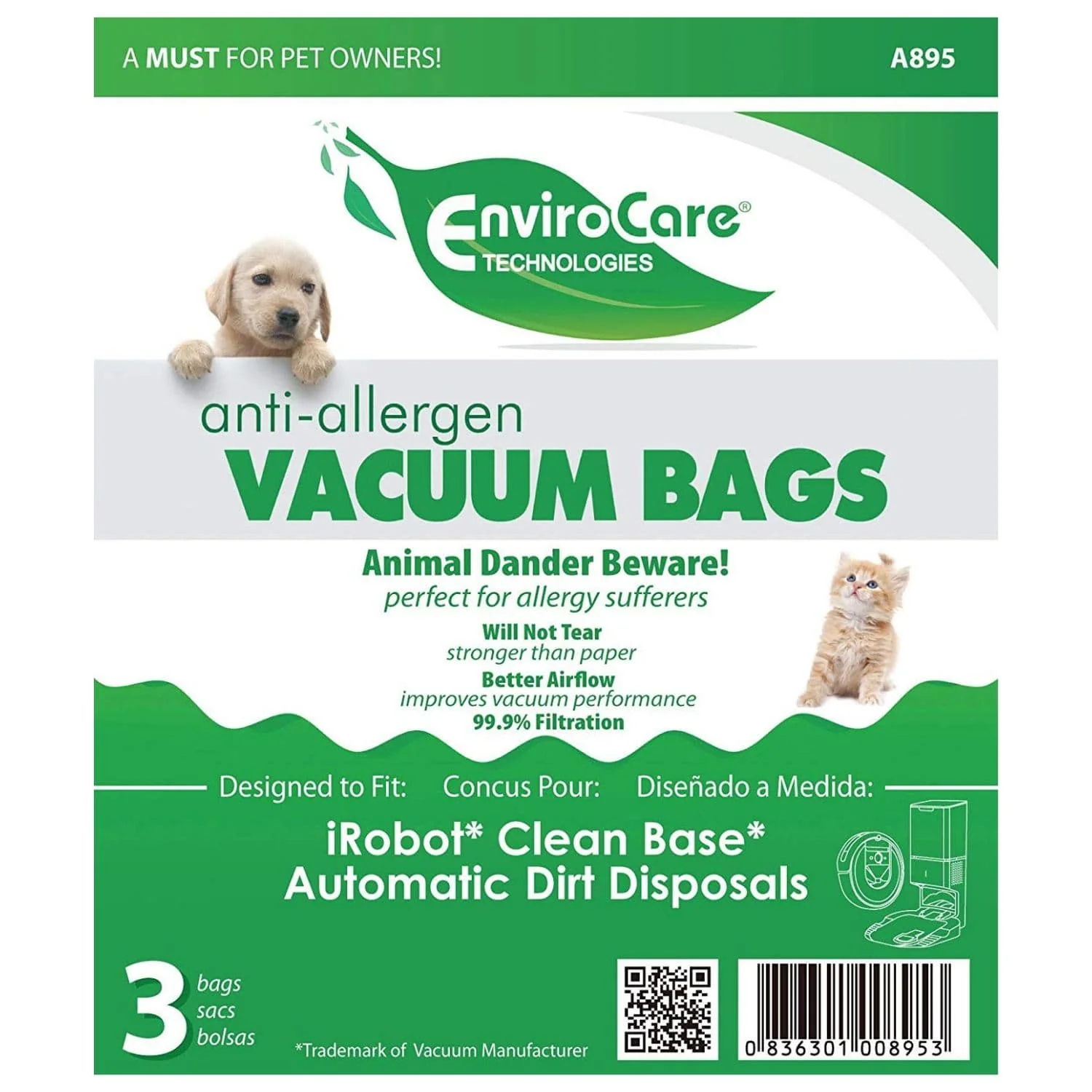 EnviroCare Roomba and iRobot Clean Base Allergen Bags (3 Pack) - Image 3