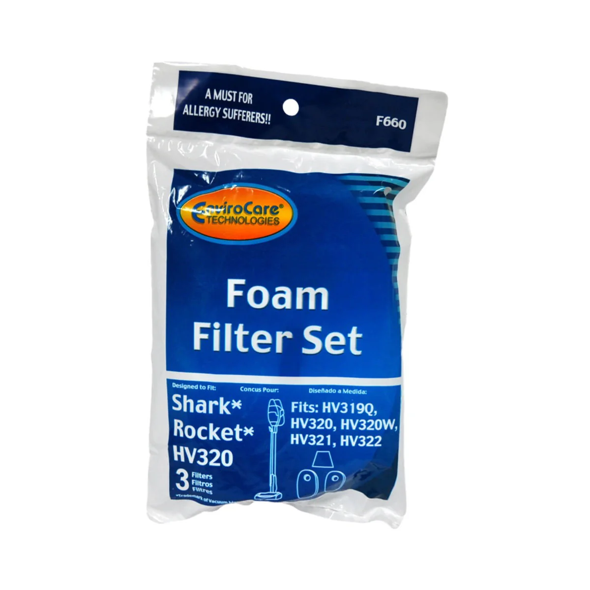 EnviroCare Shark Rocket HV320 Foam Filter Set (F660) - Image 2