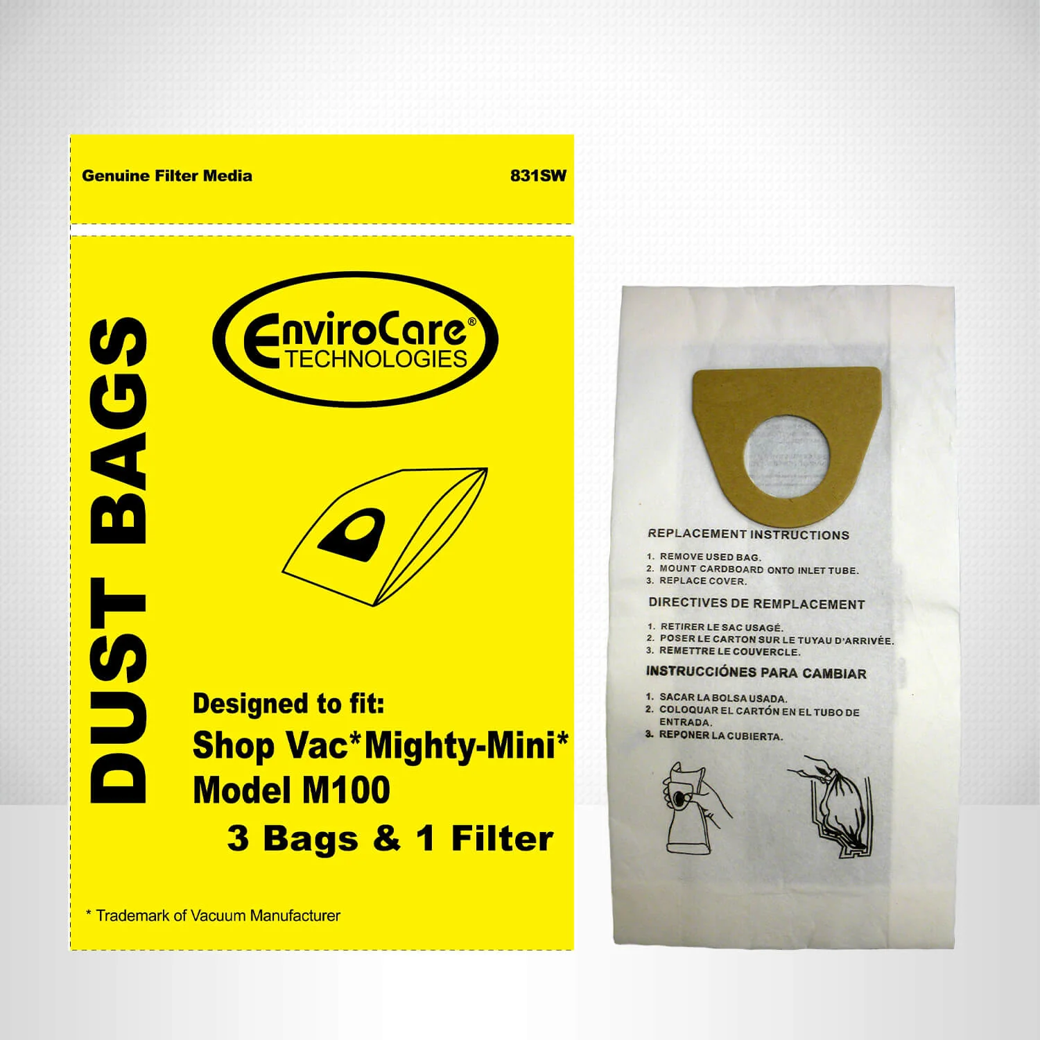 EnviroCare Shop Vac Mighty Mini – 3 Bags and 1 Filter Short Description - Image 3