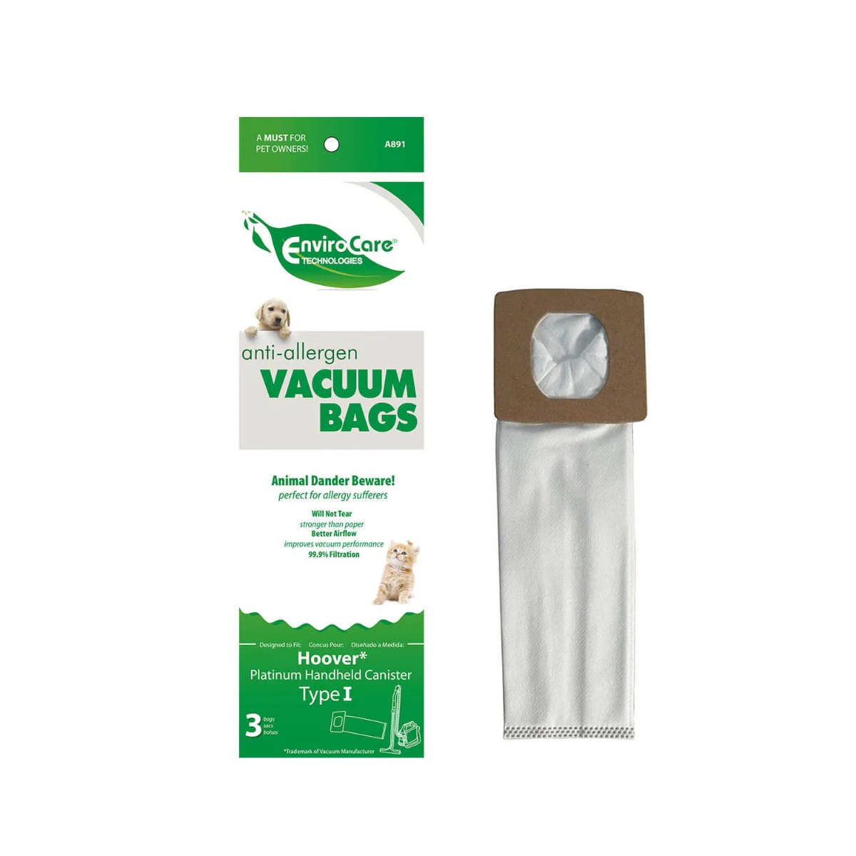 Hoover Type I Bags by EnviroCare (3 Pack) - Image 2