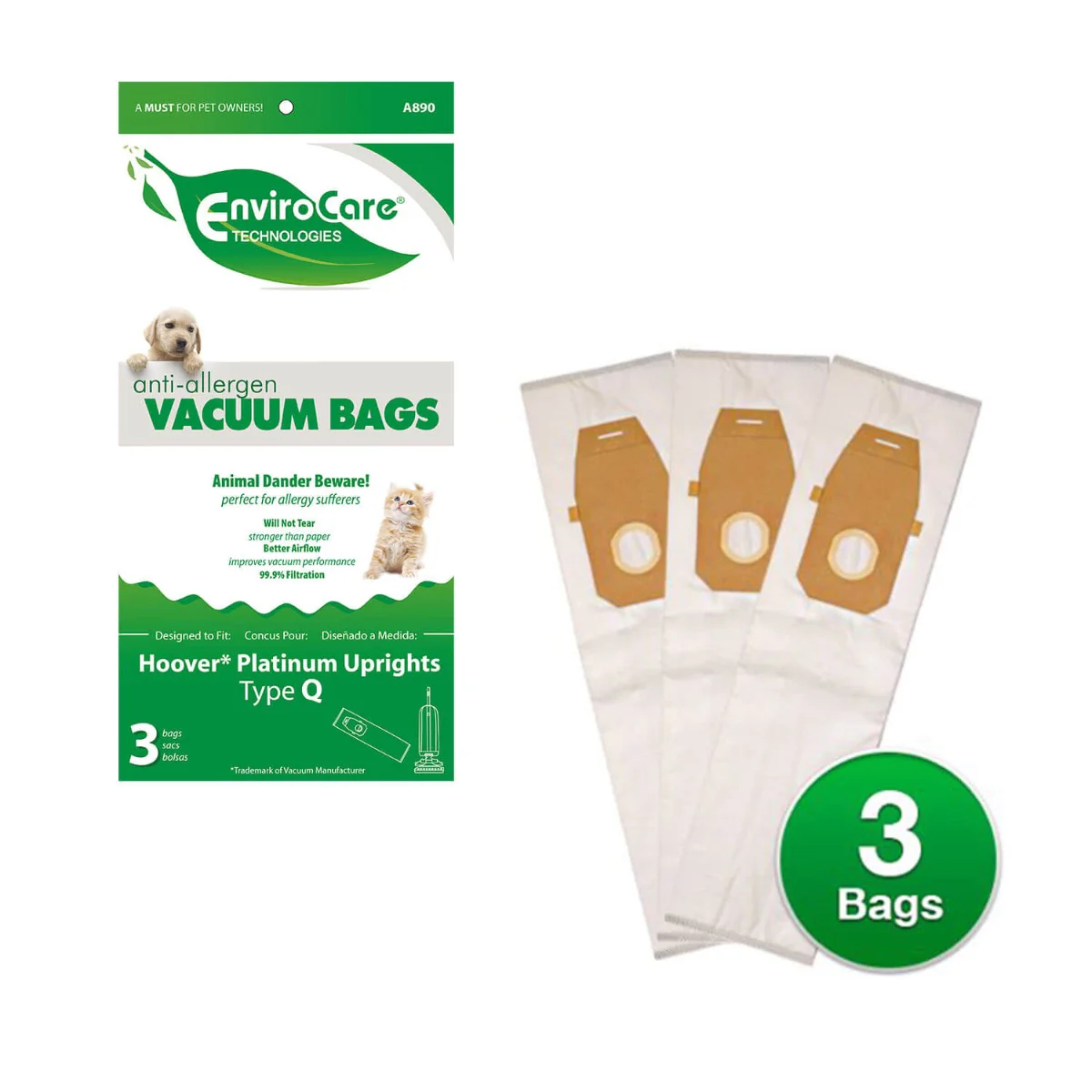 Hoover Type Q Bags by EnviroCare (3 Pack) - Image 2