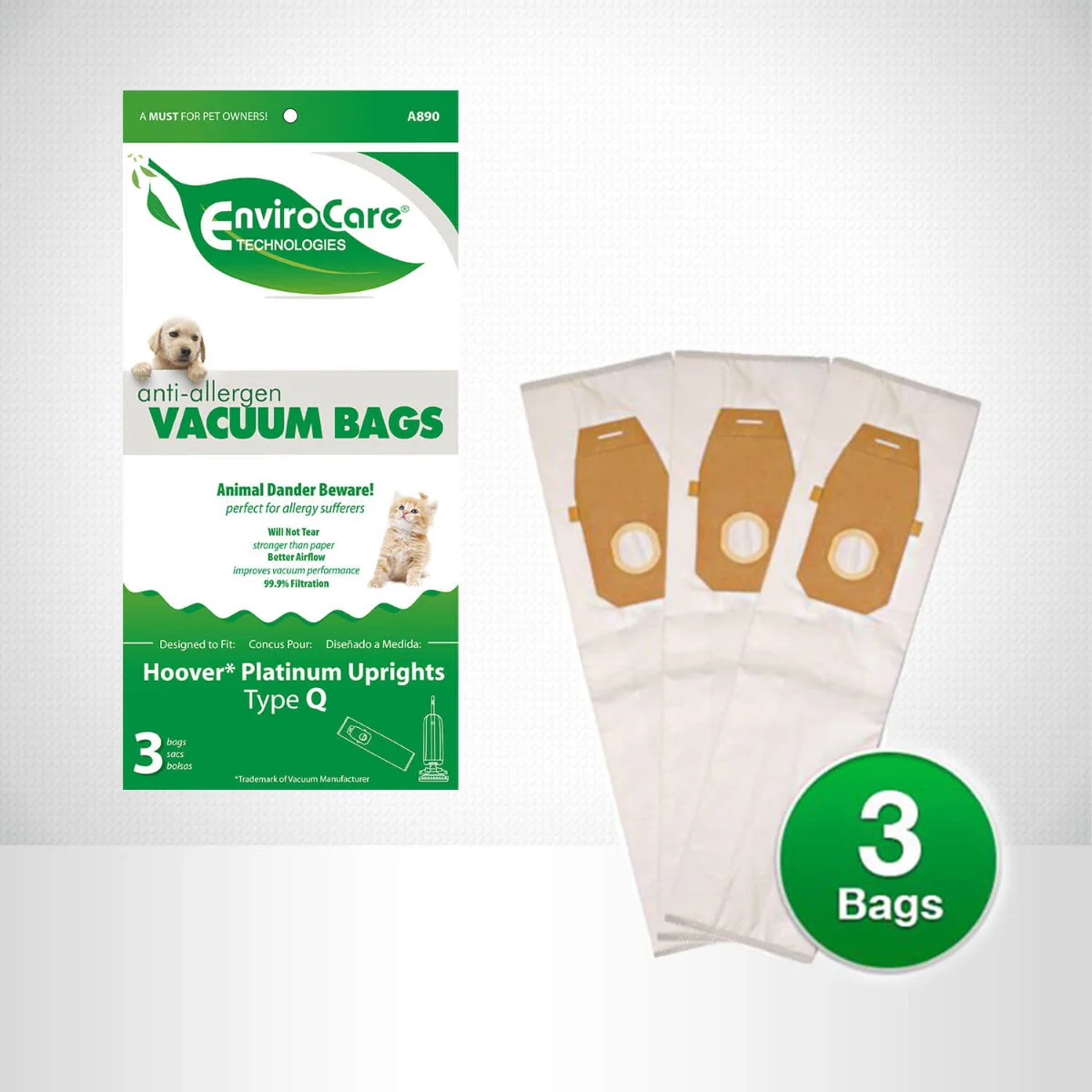 Hoover Type Q Bags by EnviroCare (3 Pack) - Image 3