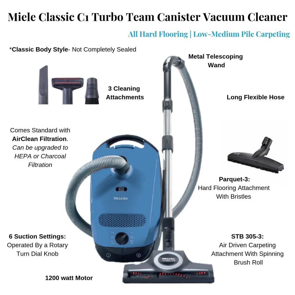Miele C1 Classic Turbo Team Canister Vacuum Cleaner - Image 3