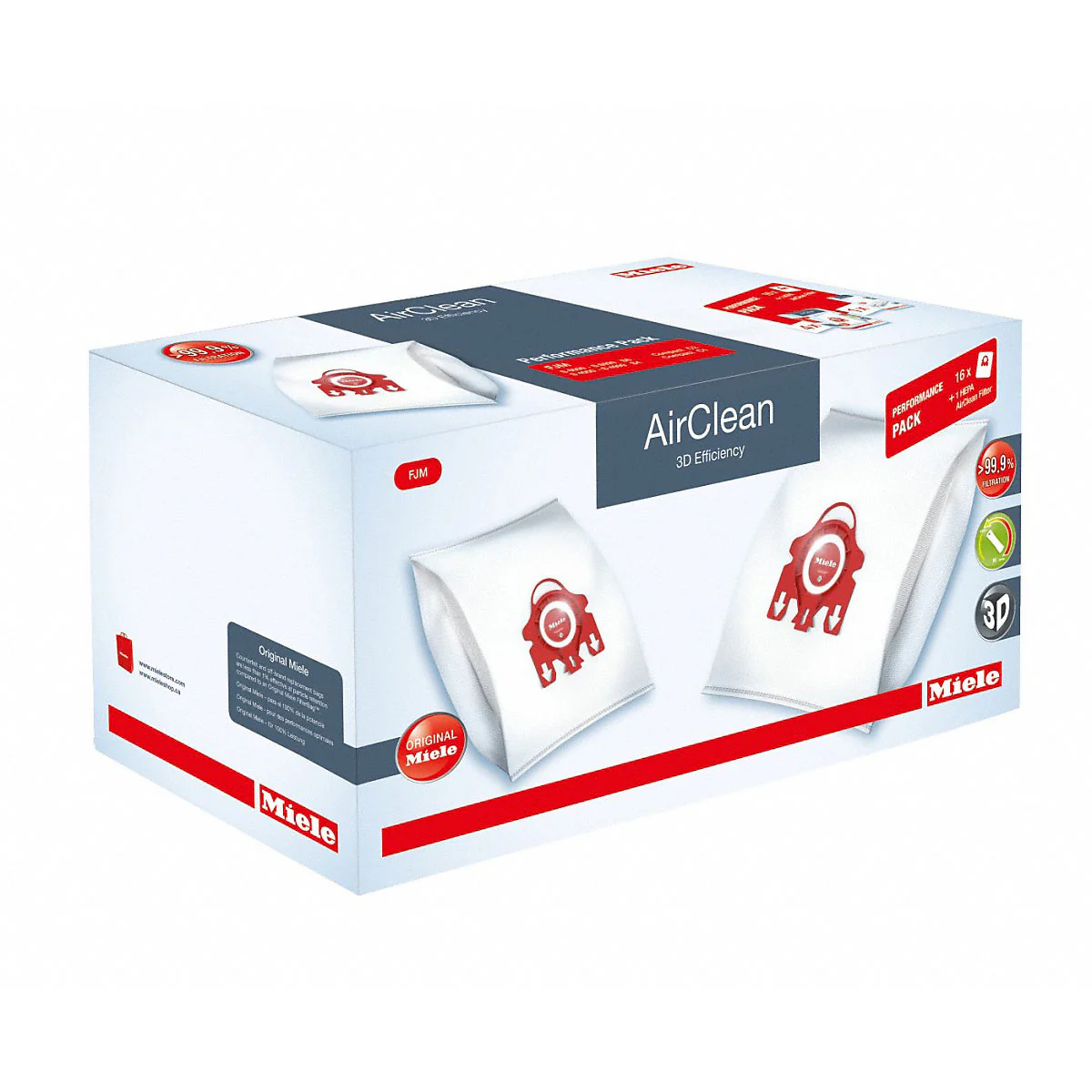 Miele Performance Pack - 16 FJM AirClean 3D Vacuum Bags & 1 SF-HA50 HEPA Filter - Image 2