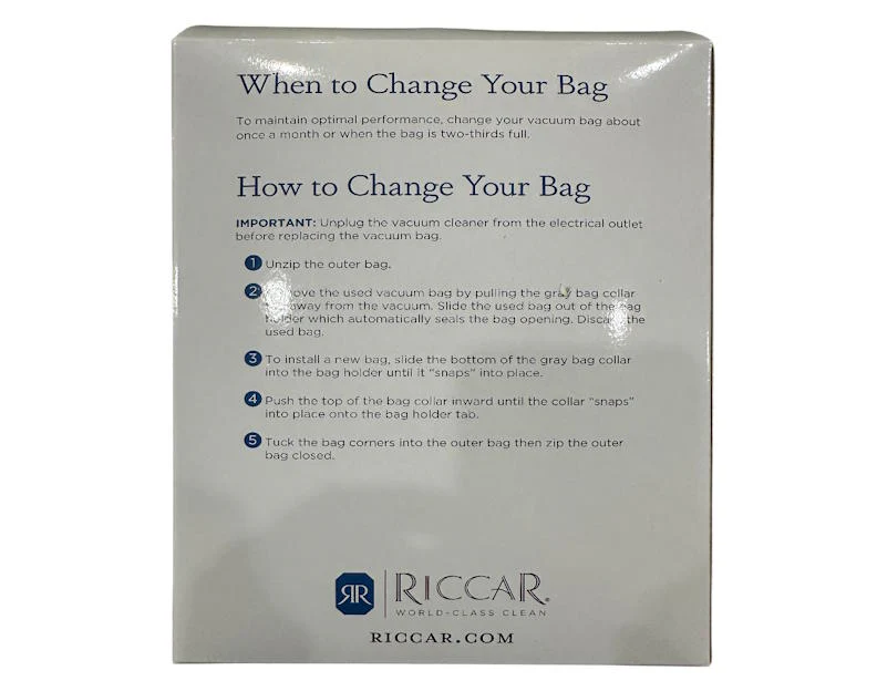 Riccar HEPA Media R25S R27 Vacuum Bags (R27HC-6) - 6 Pack - Image 2