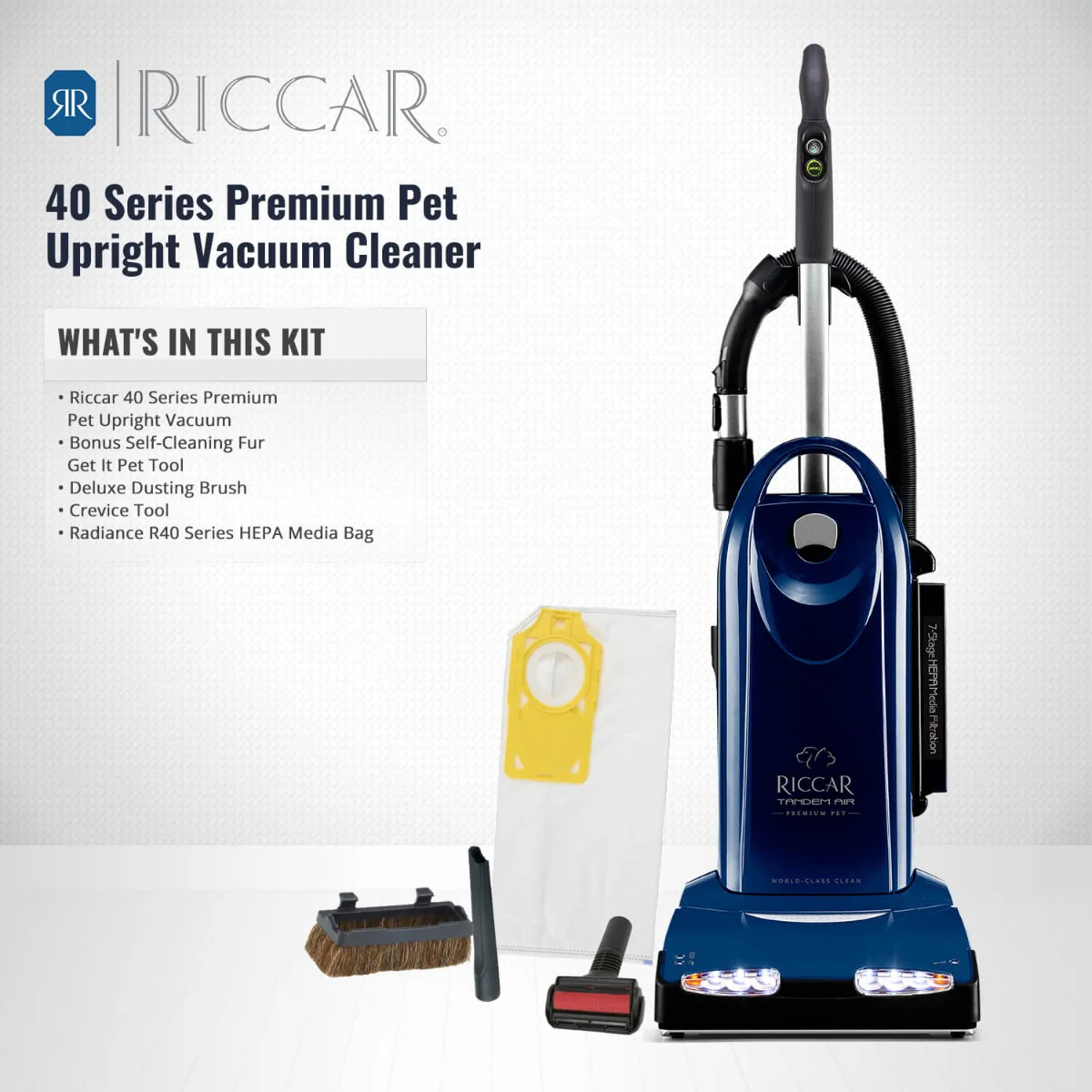 Riccar Tandem Air Premium Pet Upright Vacuum (R40P.8) - Image 4
