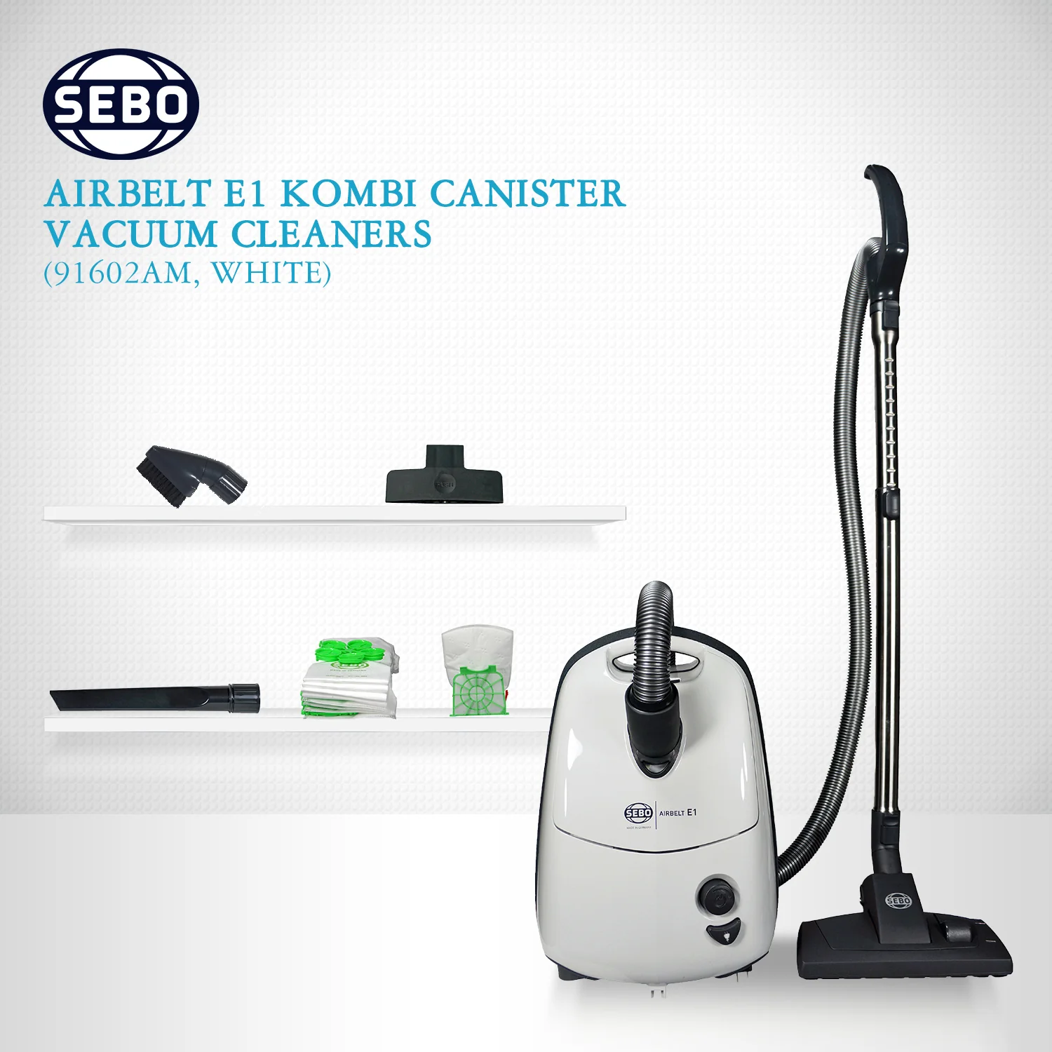 SEBO Airbelt E1 Kombi Canister Vacuum Cleaner 91602AM (Arctic White) - Image 3