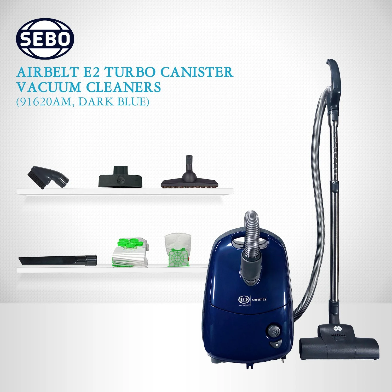 SEBO Airbelt E2 Turbo Canister Vacuum Cleaner 91620AM (Dark Blue) - Image 6