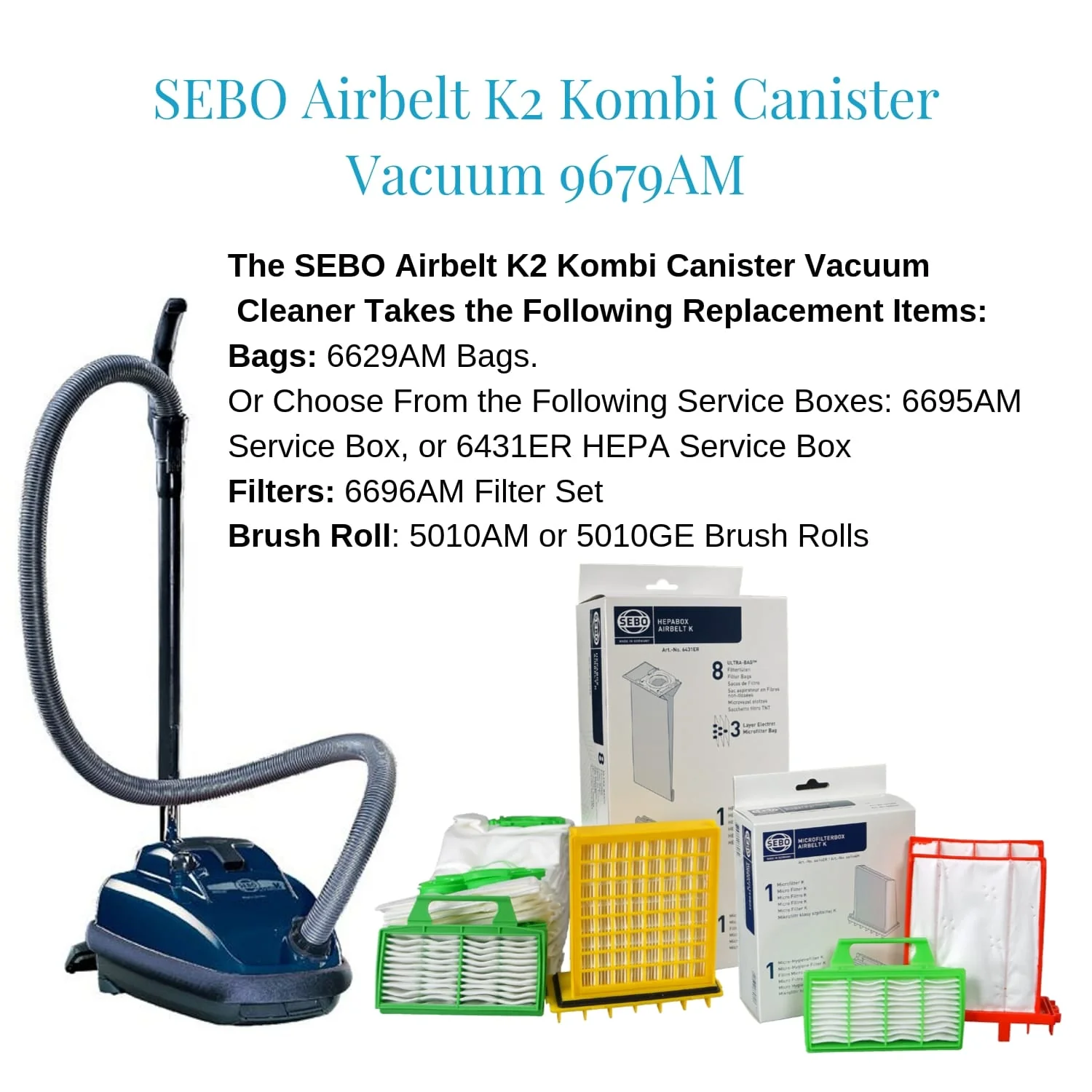 SEBO Airbelt K2 Kombi Vacuum Cleaner 9679AM (Dark Blue) - Image 5