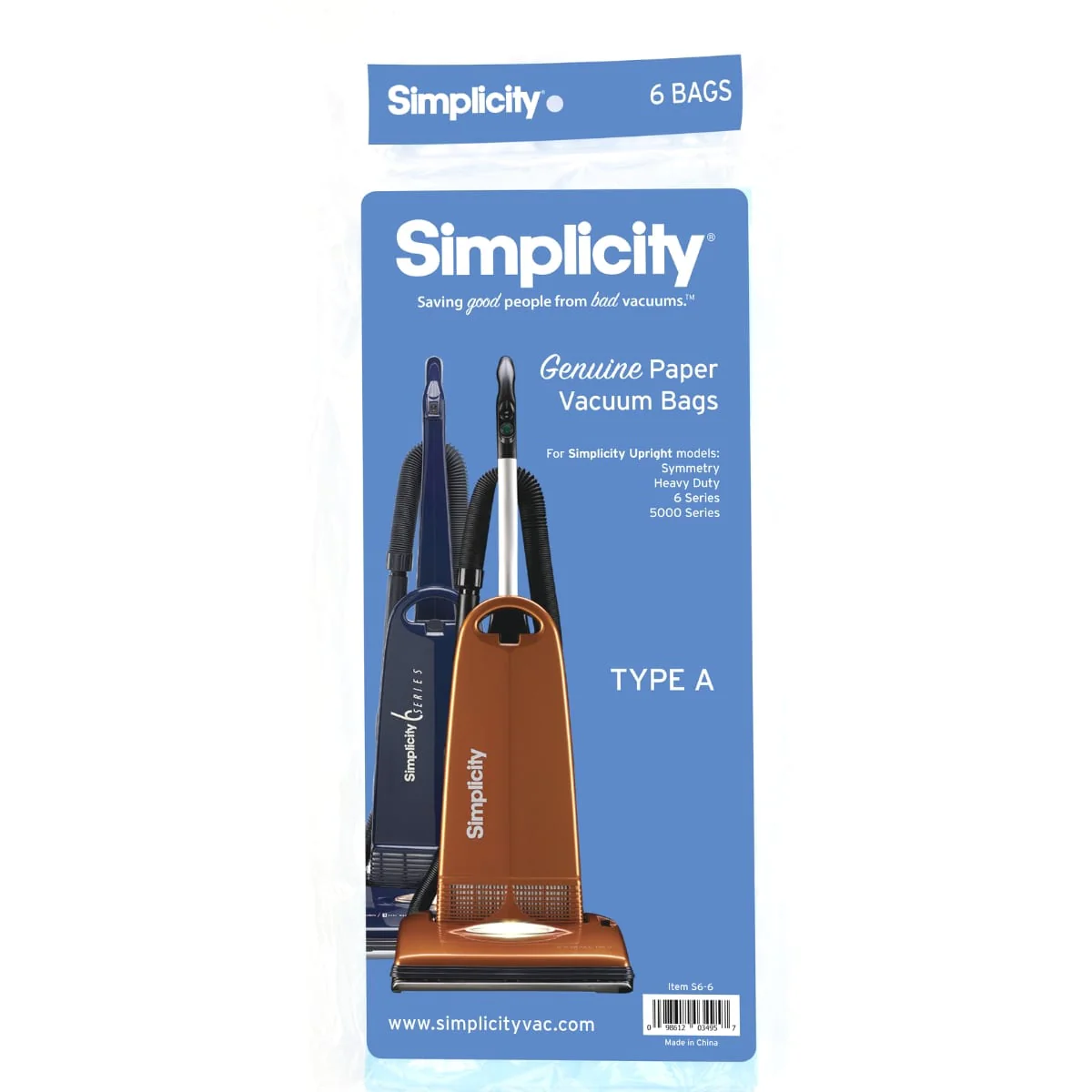 Simplicity Type A 6 Series Vacuum Bags (6pk) S6-6 - Image 2